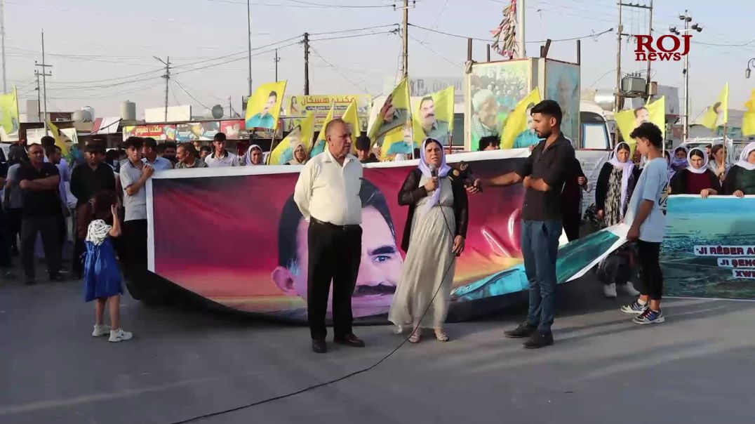 Êzidî ji bo azadiya Rêber Ocalan meşiyan: Ew Rêberê bindestane
