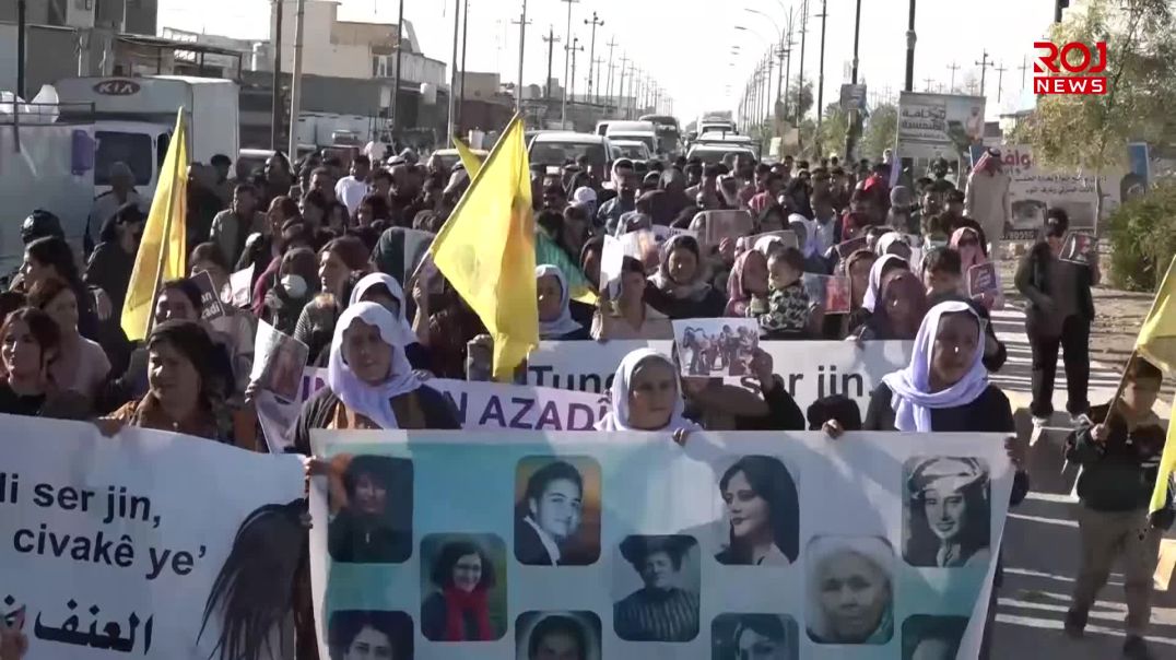 Jinên Êzidî û Ereb li dijî tundiya mêr meşiyan: Emê bi fikrê Rêber Apo serbikevin!