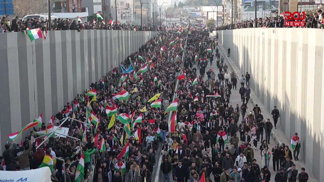 خۆپیشاندانی دەیان هەزار کەس لە سلێمانی بۆ پشتیوانی ڕۆژئاوا بەڕێوەچوو